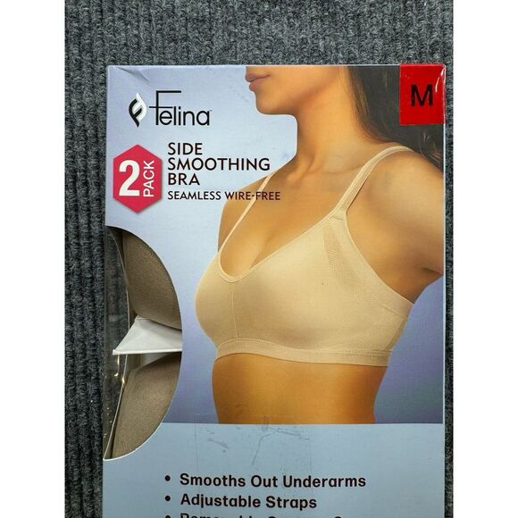 Felina Bra Women's Size Medium 2 Pack Side Smoothing Seamless Wire Free Bra NWT - Picture 4 of 8
